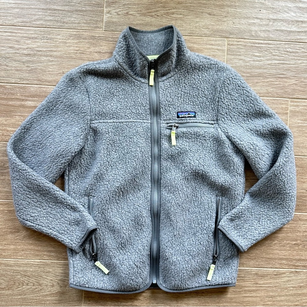 NWOT Patagonia Retro Pile Grey Neon Fleece Jacket